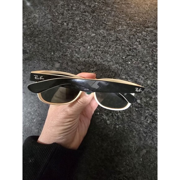 Ray-Ban New Wayfarer Black on Beige Sunglasses RB2132 875 52 / RB2132875-52 - Picture 2 of 4